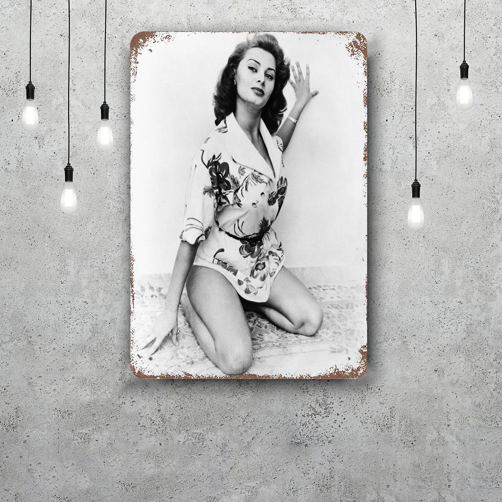 sophia loren Vintage Metal Tin Signs Posters Decor Retro Metal Plaque Wall Art Decor for Garage Bar