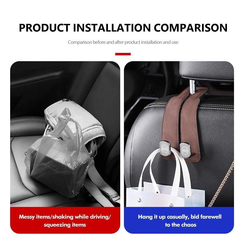 juchq4 For Volvo Suede Car Seat Headrest Hook Double Head Hanger Auto Accessories XC60 XC90 S60 S80 V60 C70 S40 C30 V90 V60 C40 XC40