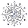 Sparkling Bling Metallic Silver Flower Shaped Wall Clock for Living Room Office(Round Flower)