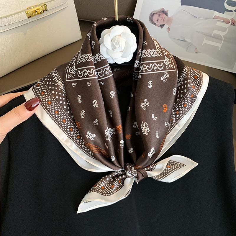 100% Silk Square Scarf Women Lightweight Bohemian Print Wrap UV Protection Neck Head Cover Fashion Accessory