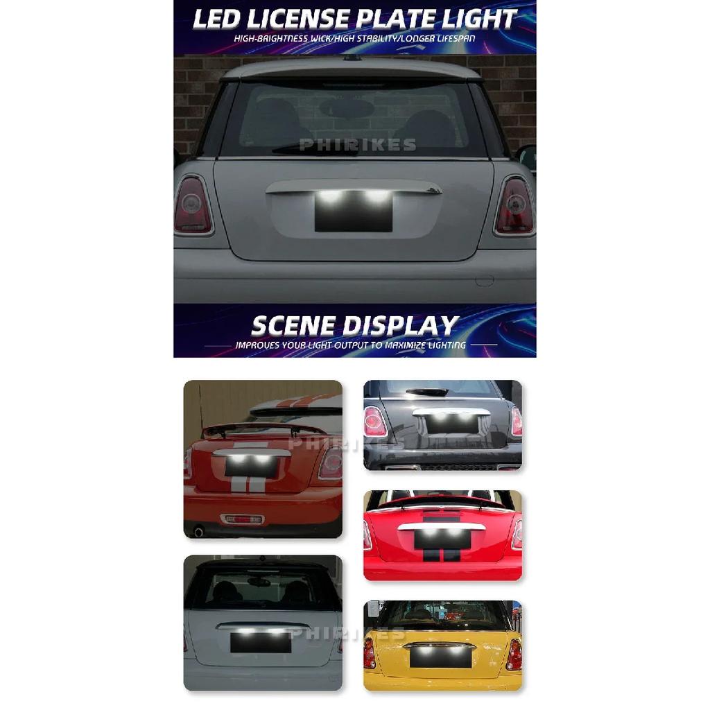 Для Mini Cooper R56 R57 R58 R59 R50 R52 R53 Светодиодная подсветка номерного знака 2 шт. Белая лампа номерного знака автомобиля Без ошибок OEM#:51132756227
