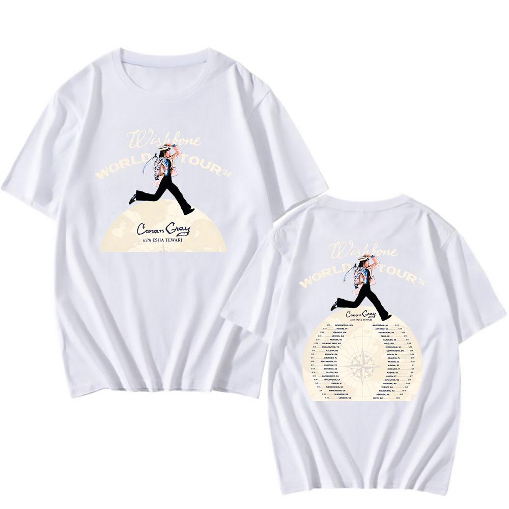 Wishbone World Tour 2026 Tshirts CONAN GRAY Singer Fashion T-shirt Short Sleeve Loose Cotton Male T Shirt Streetwear Unisex Tees