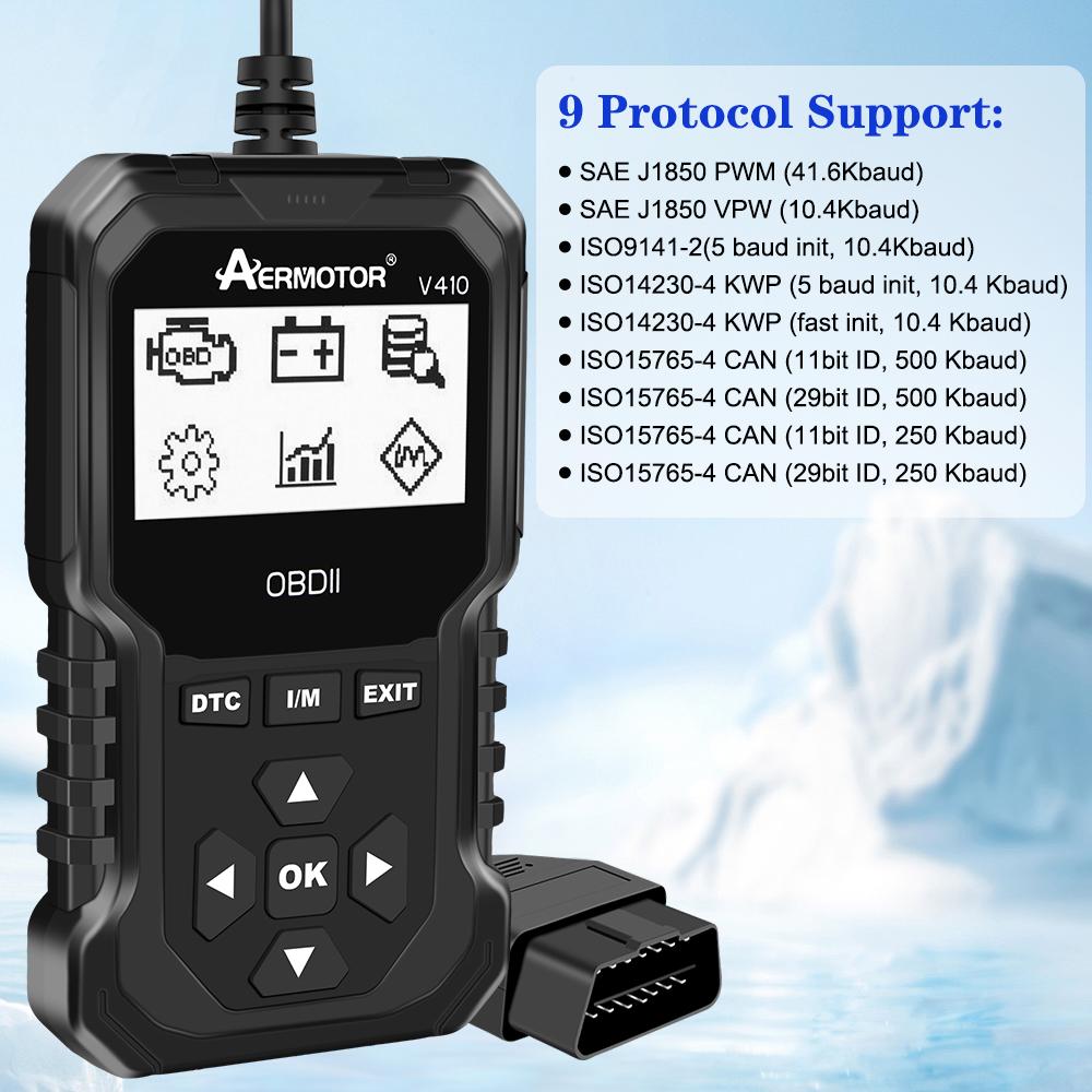 Fault Code Clear Car Diagnostic Tools EOBD OBD 2 Scanner Auto Accessories Universal V410 16 Pin OBD2 Code Reader Engine Battery O2 Sensor EVAP Tester