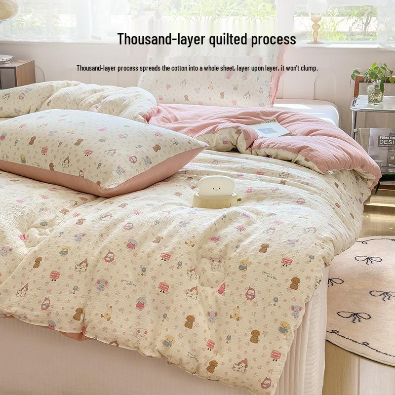 Thick Warm Winter Quilt - Soft, Skin-Friendly, Machine Washable, Ideal for Student Dormitory