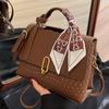 Fashion Popular Weave Women's Top-handle Bags Double Layer Versatile Lady Single Shoulder Crossbody Bag High-end Texture Small Square Bag with Scarf