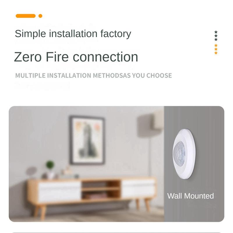 ABUBB Умный датчик присутствия человека Zigbee Без подключения к нулевому проводу Датчик движения человека с предупреждением о краже для умного дома