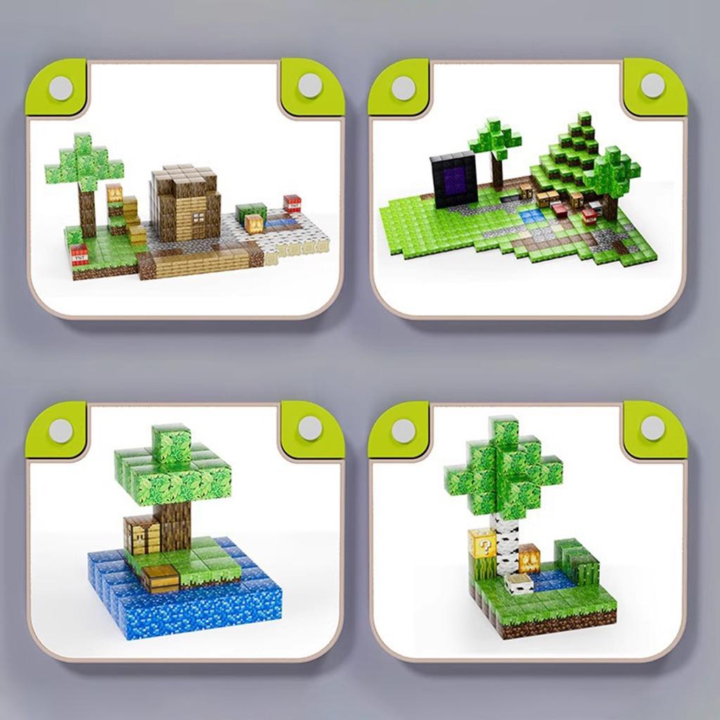 Magnetic Building Blocks Set Minecraft Style Magnetic Cube Puzzle Toy for Boys Kids Educational STEM Construction