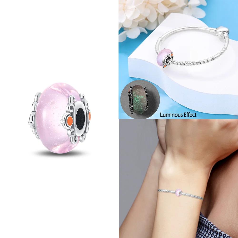 925 Silver Bracelet Women DIY Gift Murano Jewelry with Flower Blue Star Green Turtle Glass Beads