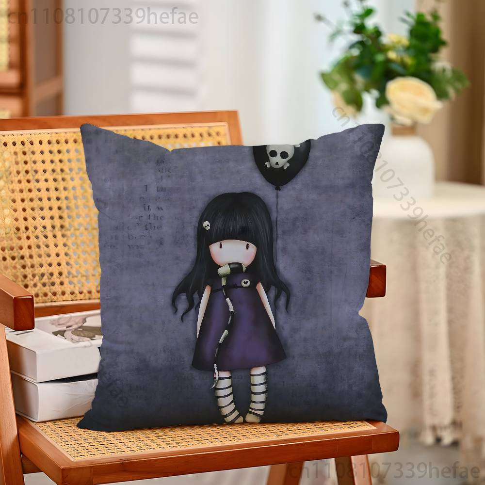SSantoro GGorjuss Funny Pillow Case Antidustmite Pillowcase Invisible Zipper Silky Short Plush Sofa Cushion Cover