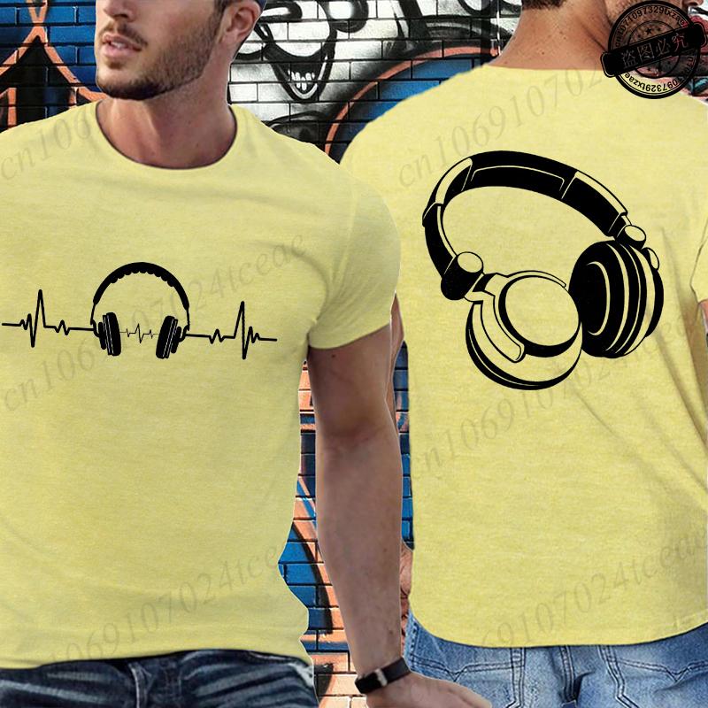 Music Dj Fashion T Shirt Men Women Headphone Music Lover Print Tshirt Short Sleeve Round Neck Men Casual Summer Fashion T-shirt