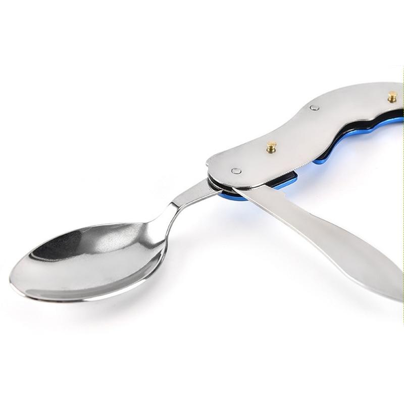 4 в 1 набор уличной посуды, принадлежности для кемпинга, приготовления пищи, ложка из нержавеющей стали, складные карманные наборы, инструменты для домашнего пикника, пешего туризма, путешествий