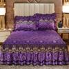 Luxury Embossing Velvet Bedspread King Queen Size Romance Embroidery Lace Short Plush Bed Skirt