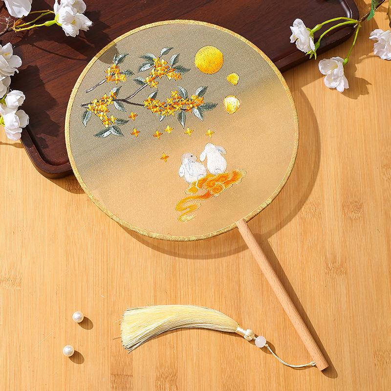 Китайский веер оптом полупрозрачный длинный веер с кисточками для танцев женский костюм ханьфу чонсам вышивка маленький круглый веер