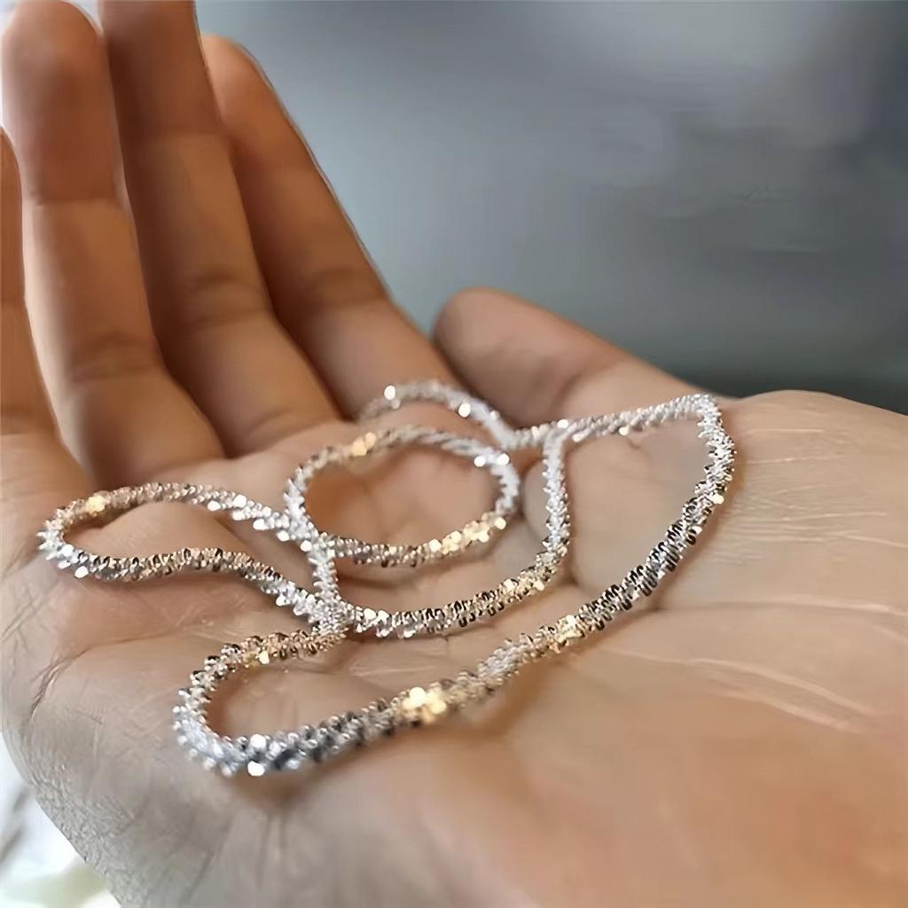 925 проба Серебро 40-75см Изысканное Сверкающее Ожерелье Мода Женщины Пара Жена Подарок на Годовщину Ювелирные Аксессуары