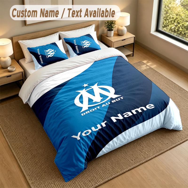 Bedding Set 1 Duvet Cover 2 Pillowcases Olympique Marseille FC Print Soft Bed Linen Bedroom Decor