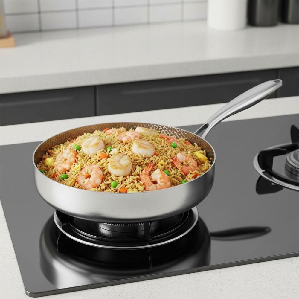 Titanium Zinc Zinc Alloy Hammered Texture Frying Pan Fast Heating Steak Skillet Non-stick Pot Fried Eggs