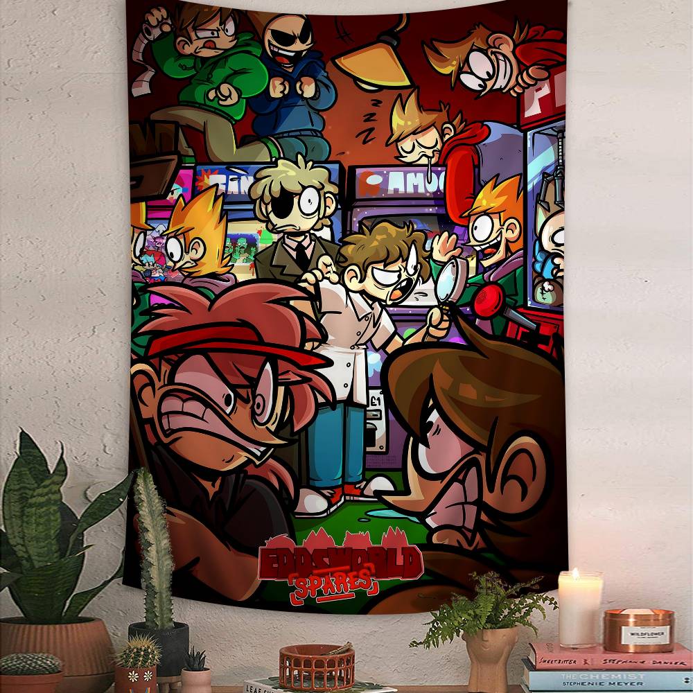 Анимированный Eddsworld Аниме Гобелен Арт Печать Японский Настенный Гобелен Аниме Настенное Украшение Домашний Декор