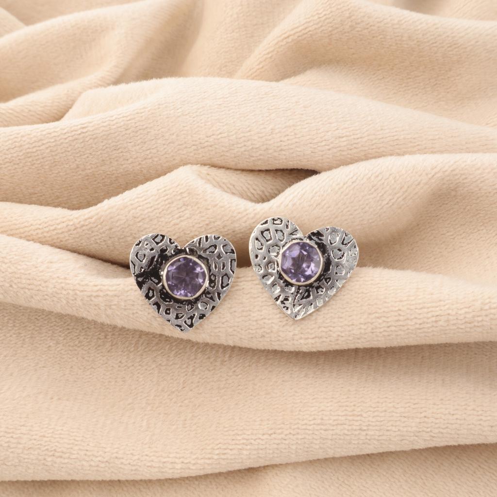 День сестер Распродажа Натуральный иолит Подарок на годовщину Серьги-пусеты Стерлинговое серебро EE-143-3