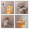 Funny Cute Cat With Fish Posters Canvas Paintings And Prints HD Humours Pictures Wall Art For Living Room Home Office Frameless