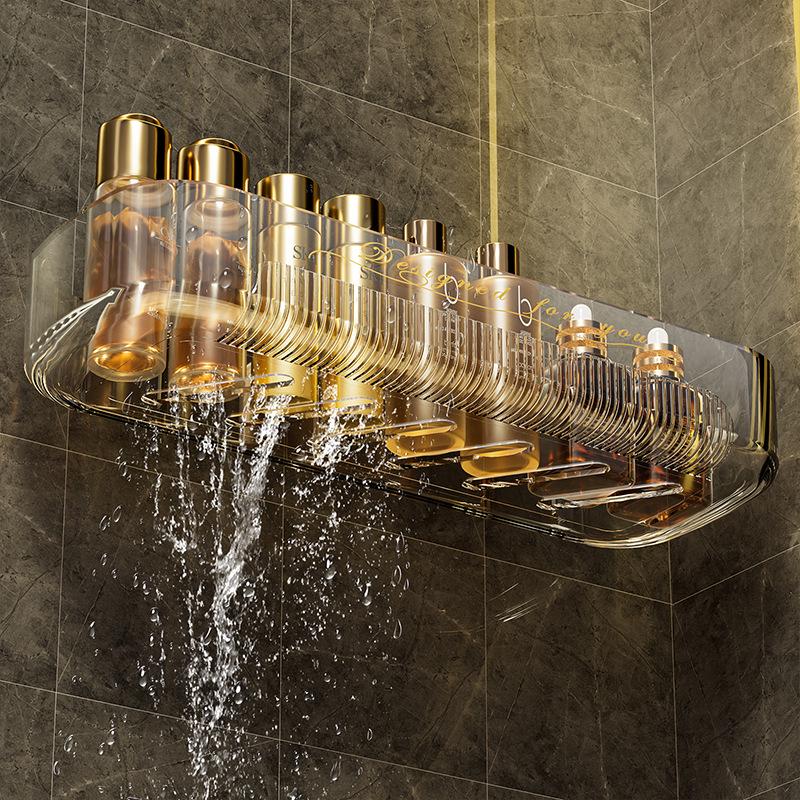 Настенный стеллаж для хранения вещей в ванной комнате без перфорации