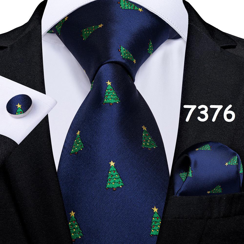 Mens Christmas Tie Set Red Blue Green 8cm Wide Silk Neck Tie Hanky Cufflinks Set Gift For Men Accessories
