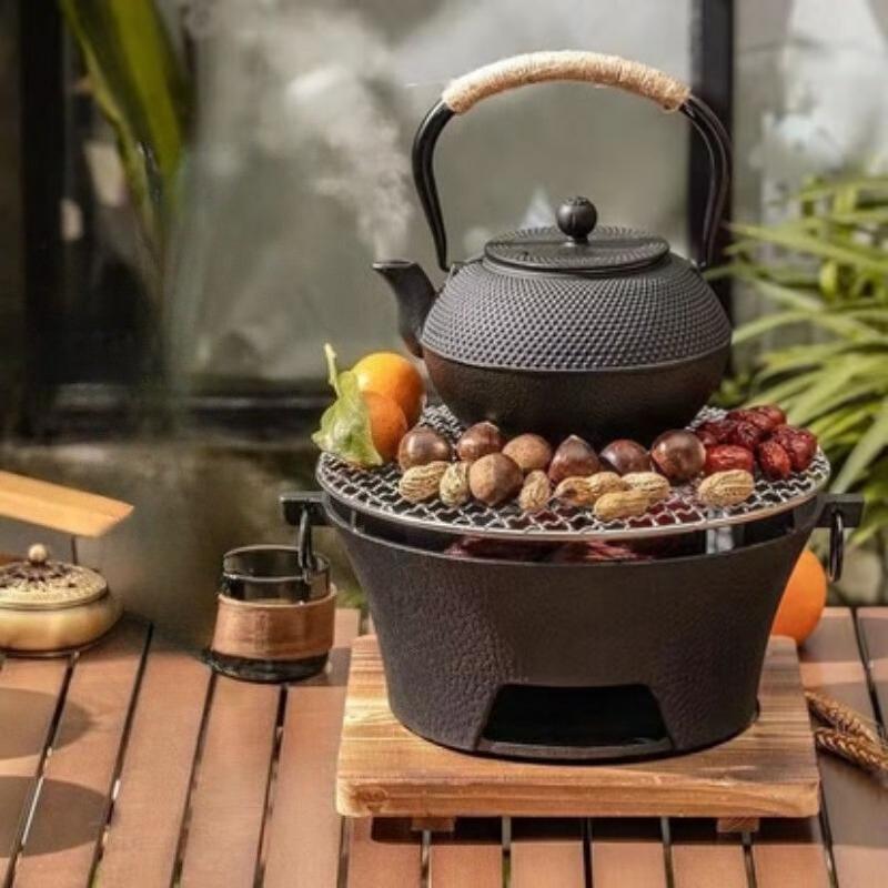 Чугунная угольная плита Плита для кипячения чая Вокруг плиты Плита для барбекю Угольный гриль для кипячения чая На открытом воздухе