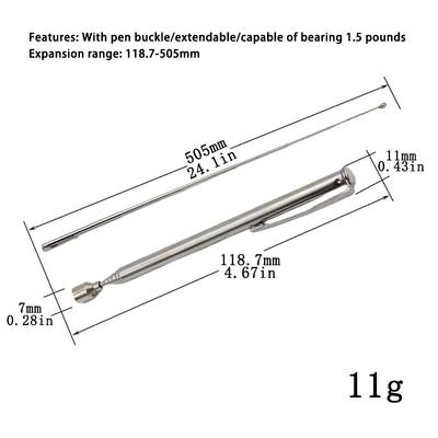 Бытовой Портативный Магнитный Телескопический Захват 1,5-фунтовый Серебристый Железный всасывающий стержень Удлинитель Инструмент-помощник для ремонта автомобиля/велосипеда