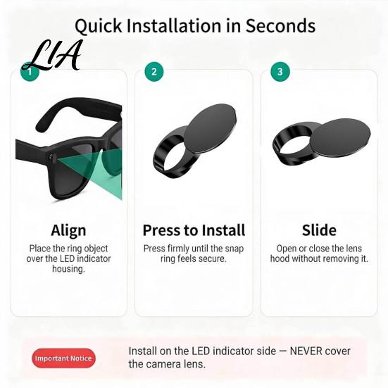 Gift for Glasses Users LED Indicator Light Cover Ray-Ban Meta Smart Glasses, Anti-Glare Camera Blocking Sticker Rotating Shading Sticker, Protective