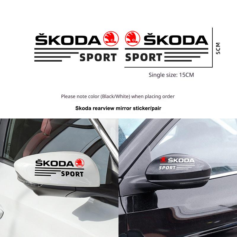 XOWS7 2-Pack Car Rearview Mirror Side Decorative Stickers for Skoda Rapid, Octavia, RSKodiaq, Fabia, A7, Karoq, Kamiq, MK3, Roomster