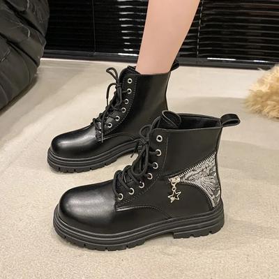 2024 Универсальные однотонные ботинки телесного цвета Однотонные модные повседневные кожаные туфли Модные универсальные формальные женские ботинки