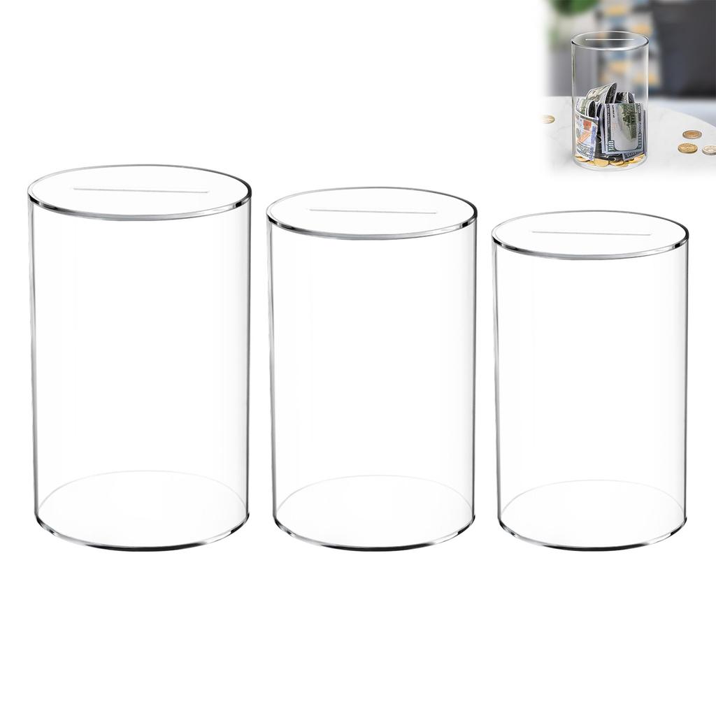Acrylic Piggy Bank One Way Deposit Transparent Coin Box Suitable for Home Office Gift