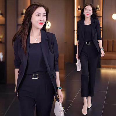 Летняя тонкая куртка, блейзер, повседневные брюки-карандаш, жилет, комплект из трех предметов, элегантный женский комплект со штанами, офисная одежда, деловая одежда