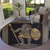 Retro Line Roman Warrior Round Area Rug,Carpet Rug for Living Room Bedroom Sofa Playroom Decor,Non-slip Floor Mat