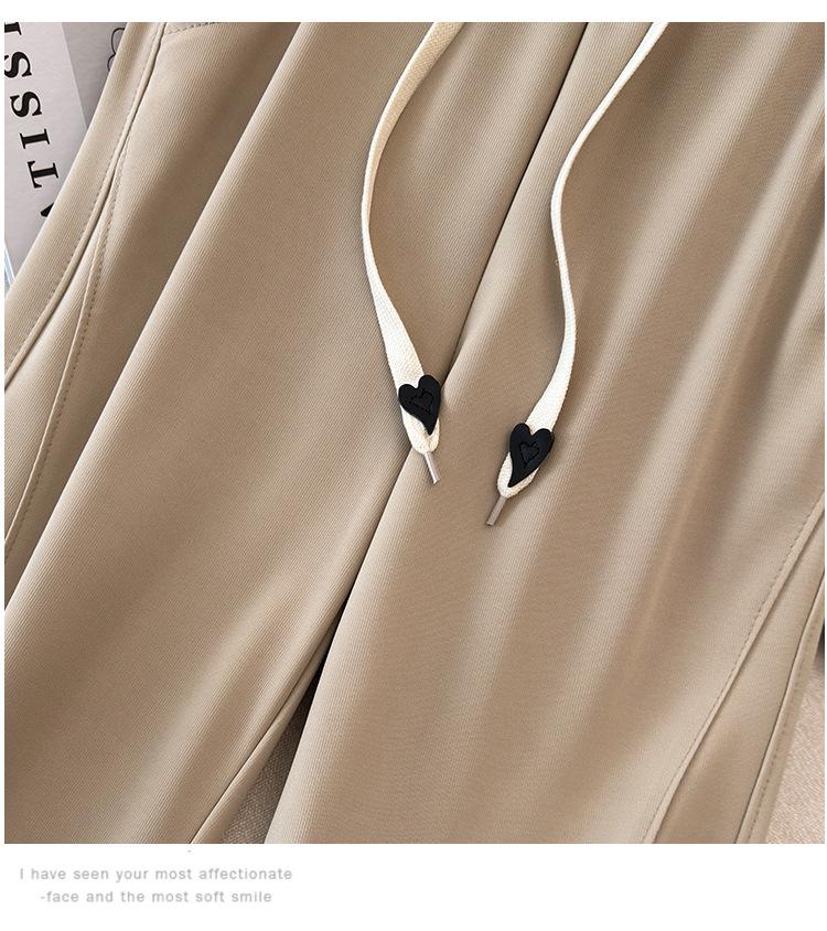 Супер Свободные Брюки Большого Размера с Высокой Талией из Ледяного Шелка Прямого Кроя - Женские Летние Девятиточечные Повседневные