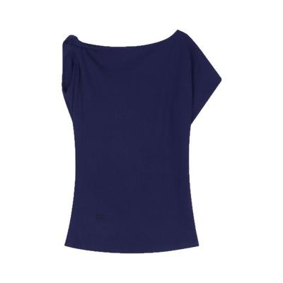 Вафельная футболка с открытыми плечами, с короткими рукавами, облегающая, женская, летняя, повседневная, с утонченным темпераментом, нерегулярный универсальный топ