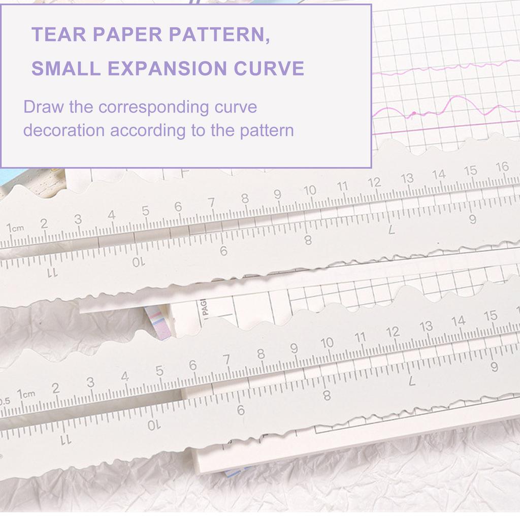 Металлическая линейка для разрыва бумаги, линейка для рукоделия, волнистая линия, неровные края, линейка, 12 дюймов, измерительный инструмент для резки бумаги