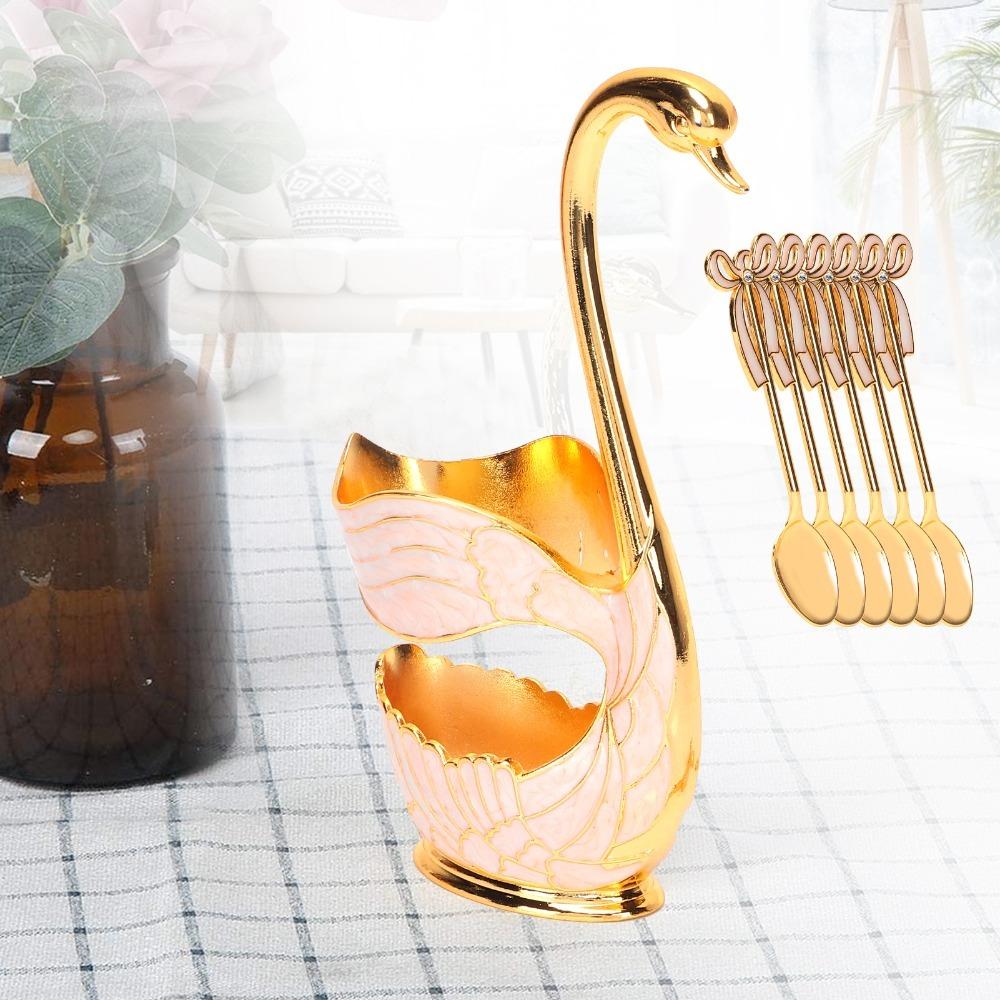 7pcs Zinc Alloy Coffee Spoon Set Gold Tea Spoon Set Dessert Spoons Spoon Fork Set For Fruit