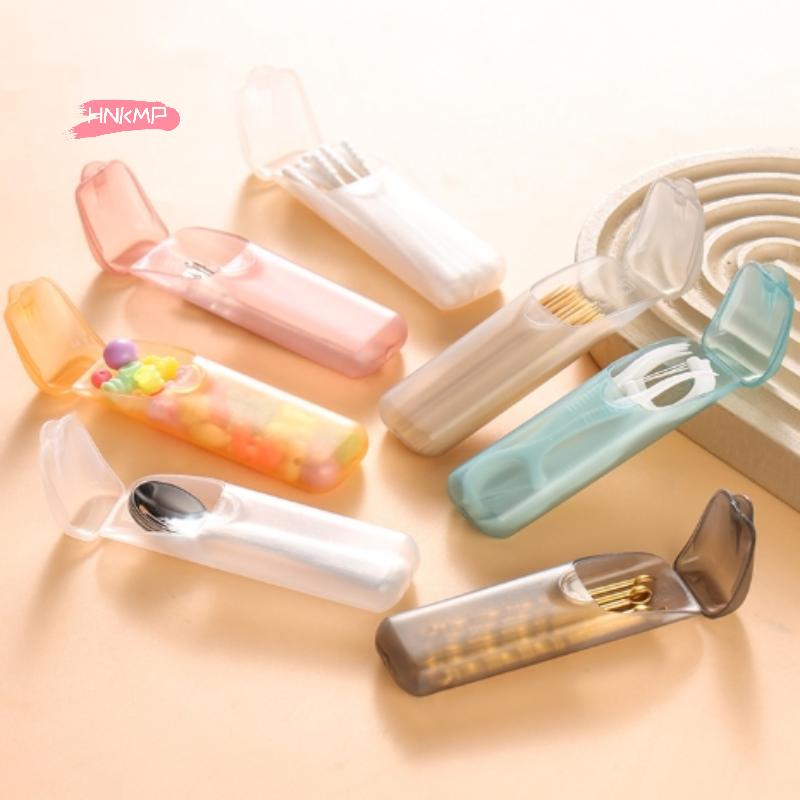 Portable Mini Storage Box Transparent Travel Toothpick Cotton Swab Container for Outdoor Travel Kitchen Restaurant Supplies