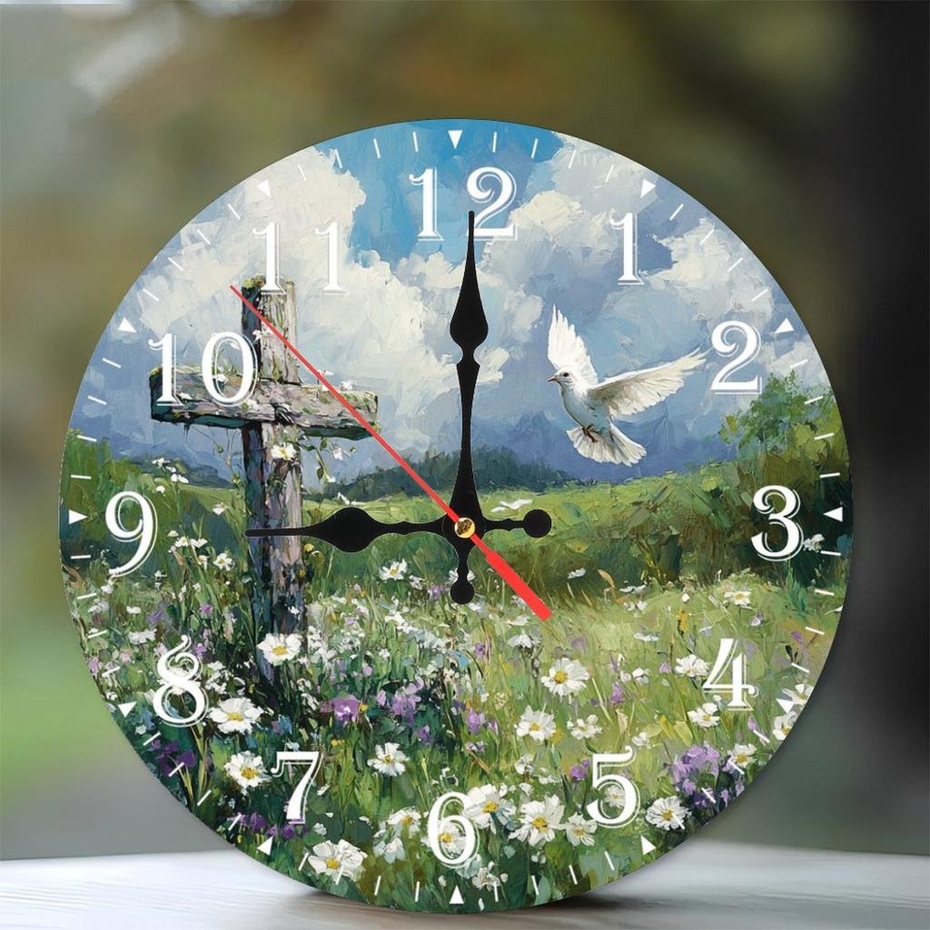 Durable 25cm Round Solid Wood Wall Clock with Protective Finish