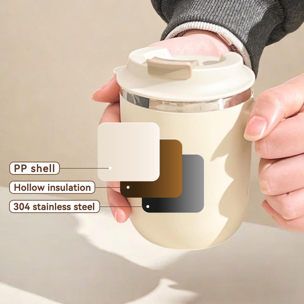 Переносная кружка для кофе Capybara с трубочкой и ручкой из нержавеющей стали 304, герметичная чашка для воды с двойными стенками, многоразовая чашка для питья