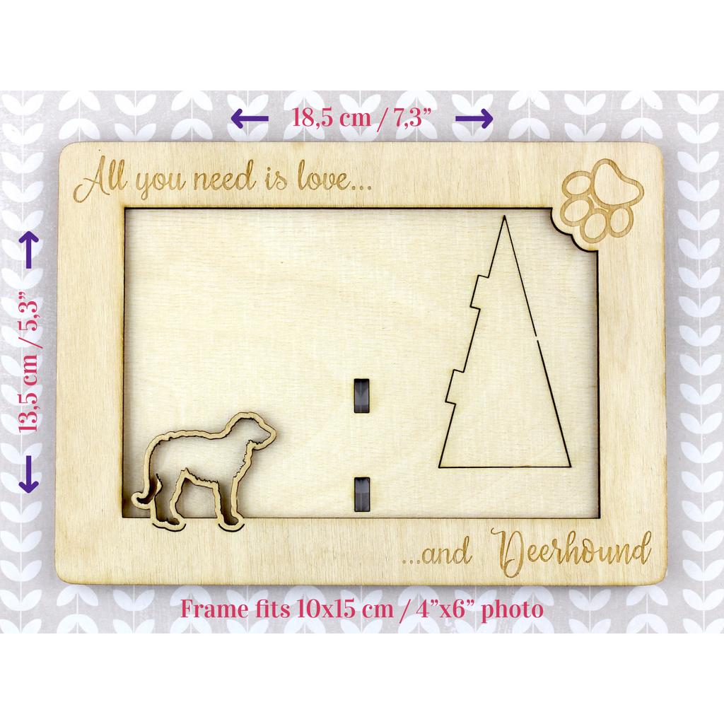 Deerhound, Scottish Deerhound – Photo frame, engraved wooden frame | Art-Dog