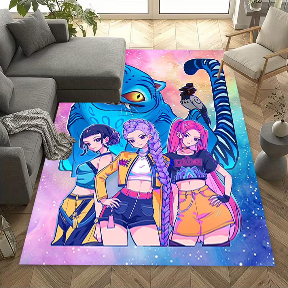 Huntrix: Kpop Demon Hunters Floor Rug Office Rug Design for Foyer Decorate room Bedrooms Balcony Antislip Carpet Anime Office Decor