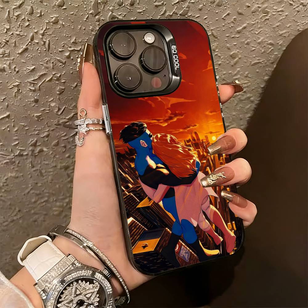 Мультяшный чехол I-Invincible для iPhone 17,16,15,14,13,12,11 Plus,Pro Max,XS,Цветной, Серебряное покрытие внутренней стороны