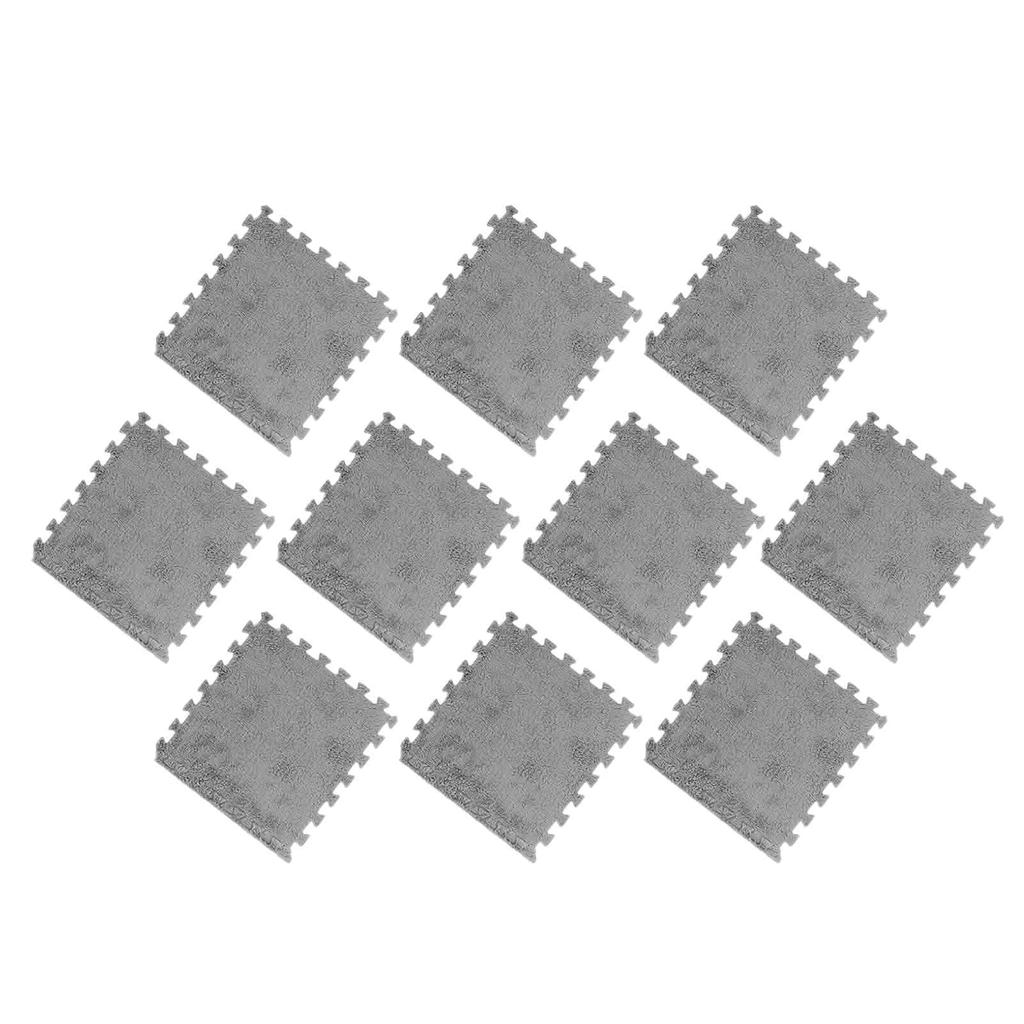 10pcs Plush Foam Floor Mat Prevent Slip Cuttable Thickened Interlocking Carpet Tiles for Bedroom