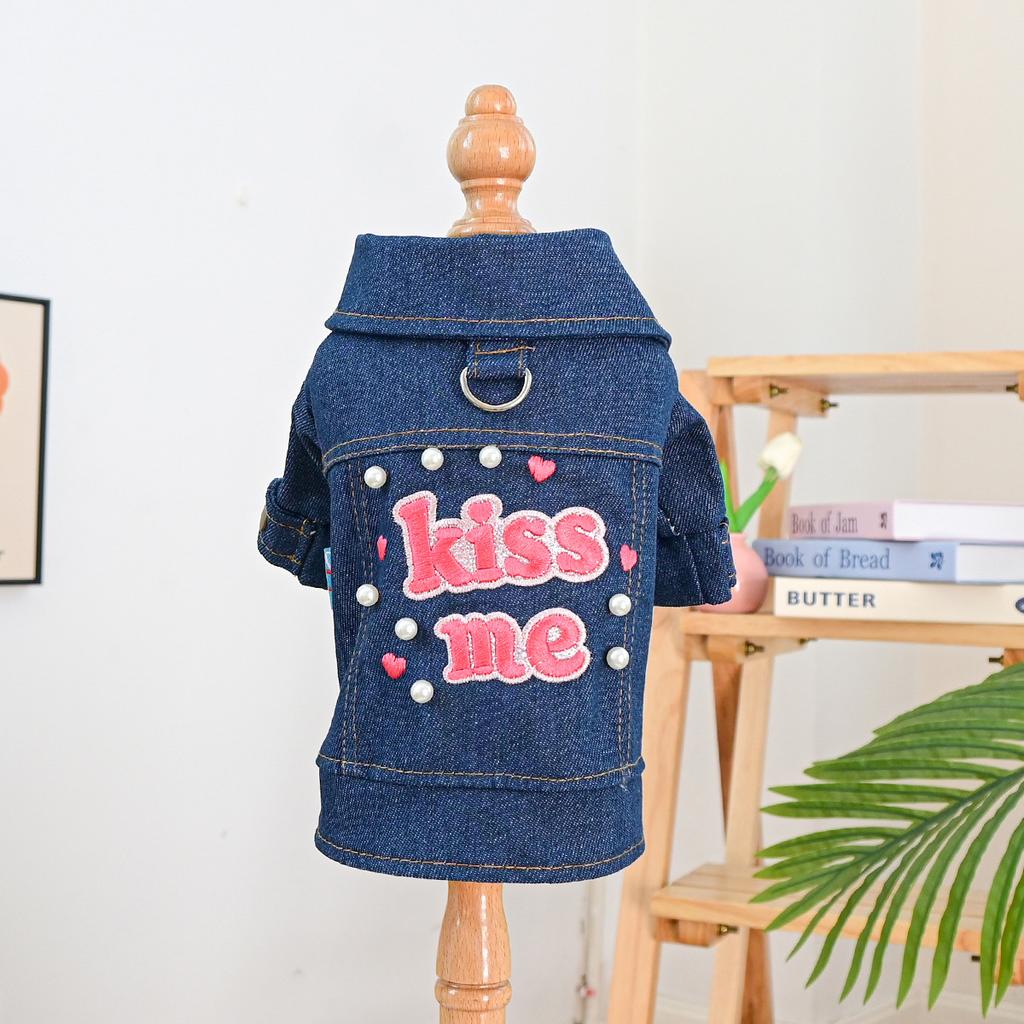 Pet Clothes Dog Cat Clothing Clothing Handsome Cute Rock Handsome Denim Collection Directly from the Manufacturer