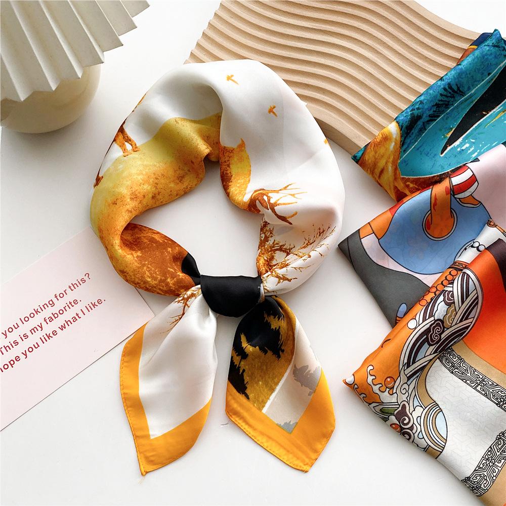 Fashion Decoration Scarf Hairband Tie Hair 70 Small Square Scarf Silk Scarf Women'S Spring And Autumn Versatile Small Scarf Professional Scarf