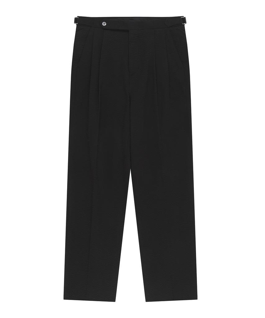 BELLIEF Essential Seersucker Adjust 2-Pleated Relaxed Chino (Black)