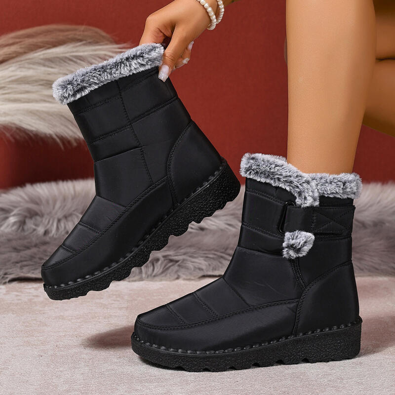 Thermal Snow Boots for Women - Waterproof Mid-Calf Winter Shoes with Anti-Slip Sole & Slavic Embroidery