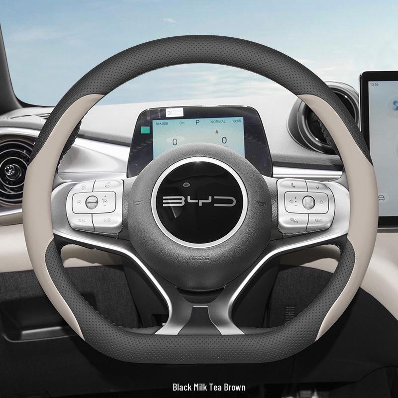 Чехол на руль BYD Seagull & Dolphin: Ультратонкая натуральная кожа, Без швов, Стильный интерьер автомобиля для женщин