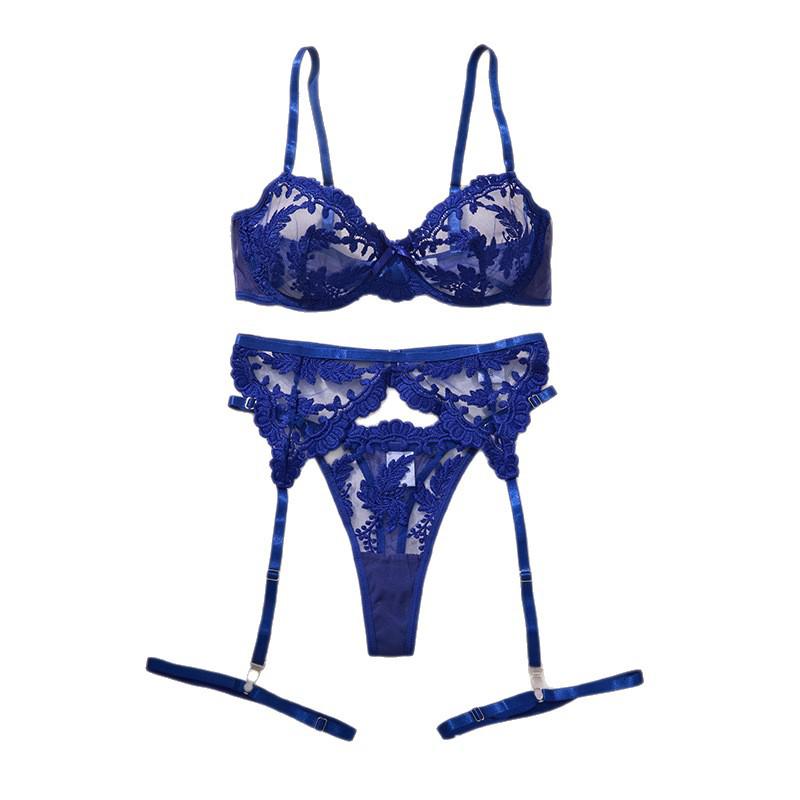 Y Прозрачный сетчатый комплект нижнего белья для трансграничной торговли: Сексуальный женский прозрачный бюстгальтер из трех частей